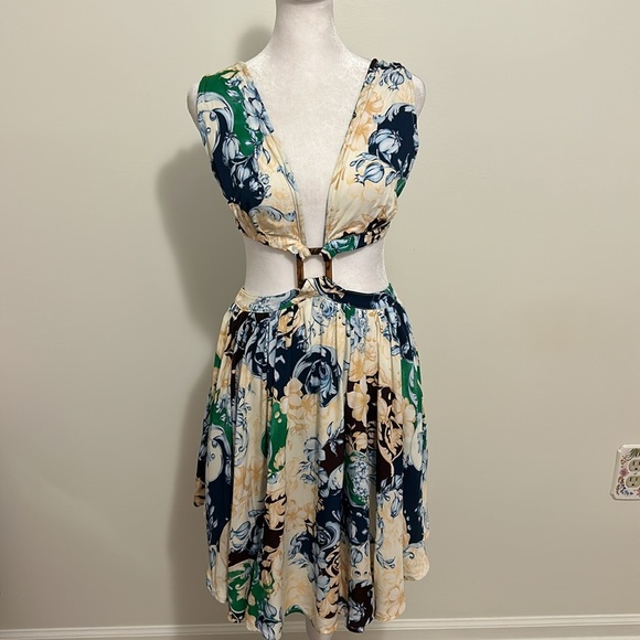 Agua Bendita Gillian Cardumen Floral Print Cutout Mini Dress NWT Size Medium - Picture 7 of 16
